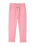 2 grandes poches devant VERTBAUDET Pantalon Fille Style Paperbag Lyocell Fluide Rose 4A