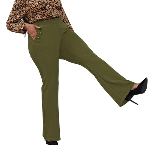 Stretch Dress Pants Plus Size for Women Wrinkle-Free Office Pant with Pocket High Waist Work Casual Pant 3XL