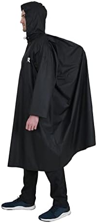 ROCKSPORT Unisex Hooded Rain Poncho for Adult,Waterproof, lightweight,Reusable& Packable, One Size Fits Most, Free Size(Black)