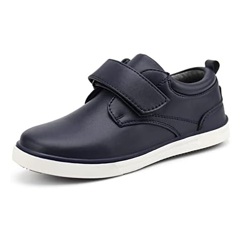firelli Boys Loafers Hook and Loop School Uniform Dress Shoes Kids Casual Oxford Shoes (Navy,13) Cover