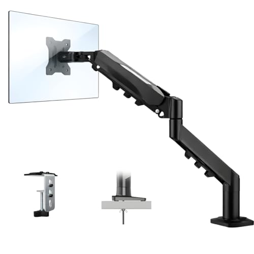 Coverzone 17–32 İnç Amortisörlü Tekli Pivot Monitör Kolu, Gazlı Yaylı, 2–9 Kg, Çift Montaj Seçeneği Sıkıştırma ve Vidalama, 360° Döner, VESA Uyumlu Stant, F80, Siyah