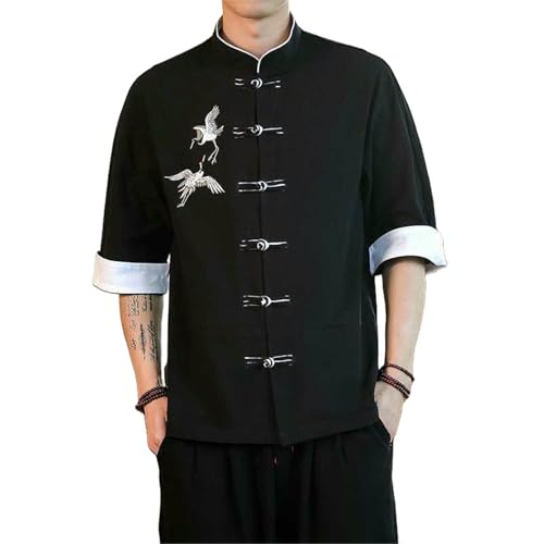 Haut manches courtes homme noir vintage vêtement asiatique taille S