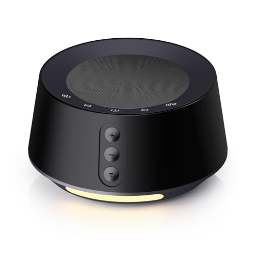 Image of BGOVERSS White Noise Machine with Night Light – 20 Soothing Sounds, 10 Color Lights, 5 Timer Settings & Memory Function, Portable Sleep Sound Machine for Baby Nursery, Kids & Adults, Black