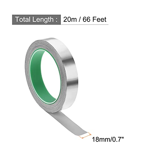 Image of Aluminum Foil Tape Adhesive Metal Tape, [for Sealing Patching Hot Cold HVAC, Duct, Pipe Insulation] - 0.7 inch /66ft /2.4 Mil