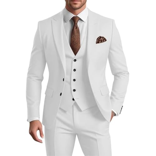 Mi Bo Tong Mens Suit Sets 3 Piece Formal Slim Fit Wedding Tuxedo for Men Two Button Blazer Vest Pants Business Suit 5