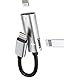 Kefiany Lightning auf Kopfhörer Adapter, Ladegerät für iPhone 14/13/12/iPad, Apple Anschluss, Kopfhörer Splitter Audio Kabel, Doppelstecker, Zubehör, AUX 3 in 1