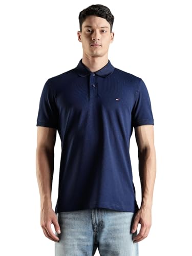 Image of Tommy Hilfiger Solid Regular Fit Cotton Polo T-Shirt