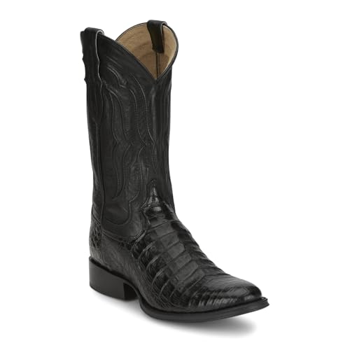 Tony Lama Mens Tremaine Croc Embossed 12 Inch Round Toe Dress Boots Mid Calf - Black - Size 9 D2