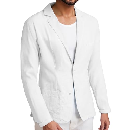 Linen Blazer for Men Lightweight Casual Blazer Jacket Summer Sports Coat Business Suit Jacket Cardigan Fashion Clothes