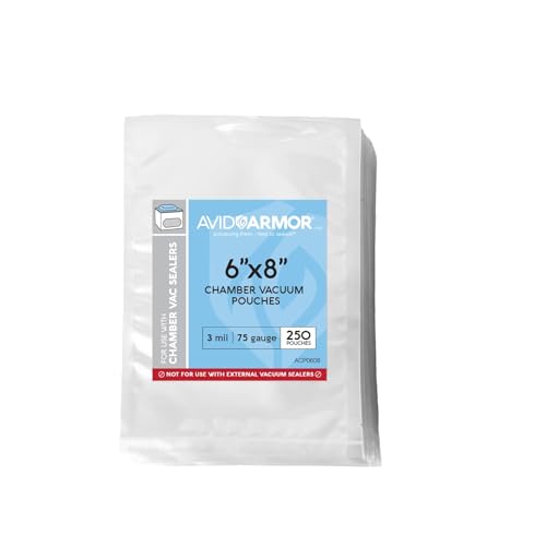 Image of Avid Armor Chamber Vacuum Sealer Bags - 6x8 inch - 250 Pack - Heavy Duty Commercial Grade, BPA-Free Pouches for Sous Vide, Food Preservation, Meat Storage, Freezing, and Long-Term Storage