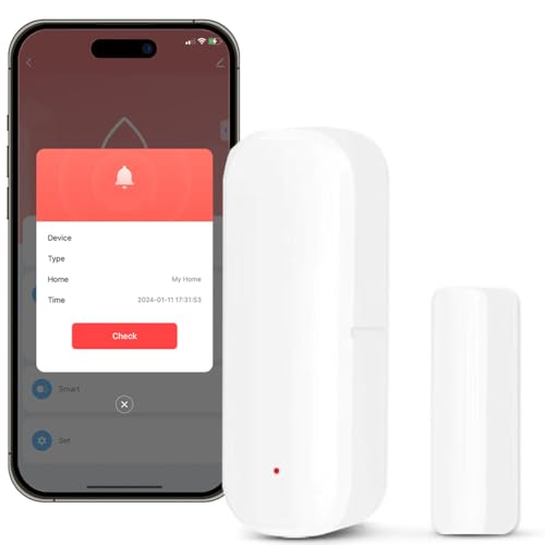 Acmerota Sensor de Puerta WiFi, Mini sensor de contacto inalámbrico WiFi Connect, no requiere concentrador, para domótica inteligente Compatible con Alexa y Google Home