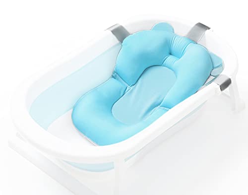 Image of Infant Baby Bath Cushion Bathtub Support Infant Baby Shower Seat Bather Foam Floating Soft Bath Pillow Bathtub Insert Tray Non-Slip Portable Newborn Shower Bath Mat for Baby 0-12 Months