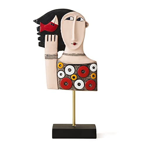 Fjs 11.14Inch Handcrafted Statues Resin Abstract Sculpture For Home Decor Modern，African Art Tribal Figurines Decorations Items, Bust Statue Decor For Bookshelf,Tv Stand,Living Room,Nightstand #TOP21