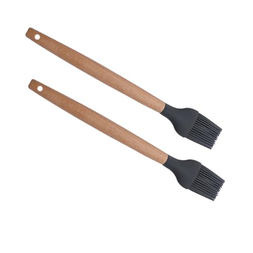 Abaodam 2Pcs Basting Brush Kitchen Oil Brushes with Wooden Handle for Grilling Barbecue and Baking Compact Easy to Store