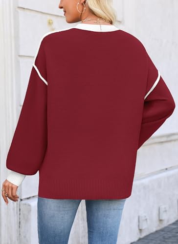 Image of WEACZZY Women Crew Neck Long Sleeve Ribbed Knit Side Slit Pullover Sweaters