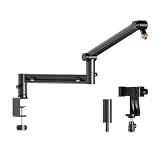 Piceioep Soporte de Brazo articulado con gestión de Cables para podcasting y Streaming Soporte de Brazo articulado Ajustable con gestión de Cables para podcasting y Streaming