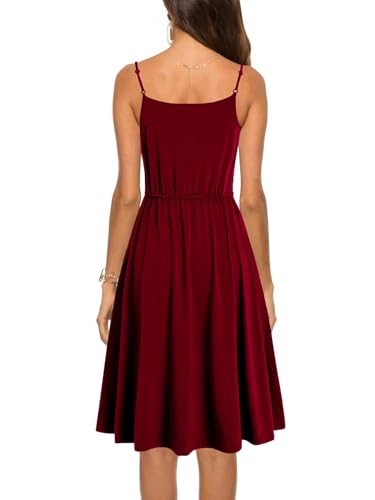 Image of BARASA Sundresses for Women Summer Sleeveless V Neck Spaghetti Strap A Line Wedding Guest Petite Dresses with Pockets D826