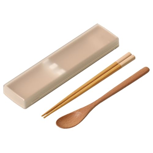 ansio (アンシオ) 音がなりにくい 抗菌 箸 スプーン 18cm 引きフタ 箸箱 セット 天然木 ピンク 食洗機 対応 日本製 CT-27