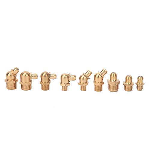 Image of AUNMAS Grease Nipple Kit Zerk Fittings 160 Piece Brass Assortment with M6 M8 M10 Sizes 45 Degree 90 Degree Straight Angles for Automotive Hydraulic Industrial Lubrication Complete