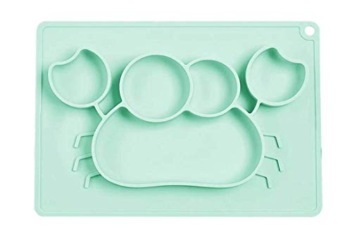 kidoo - Assiette en silicone - Vaisselle enfant antidérapante - Assiette enfant en silicone (Vert, Crabe) Cover