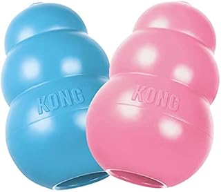 KONG - Puppy Toy Natural Teething Rubber - Fun to Chew, Chase & Fetch (Colour May Vary) - For Large Puppies