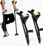 1 Paar Faltbare Unterarmgehstützen, Unterarmkrücken, Höhenverstellbar 89-114,3 cm, Krücken 12 Höhenstufen mit Ellbogenauflage, 2 Vierfuß & Aufbewahrungstasche, TPR‑Griff & Verstellbaren Gurten