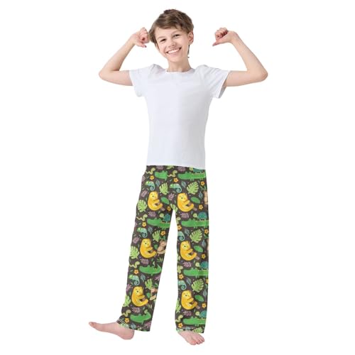 ZZXXB Sloth Crocodile Monkey Boys Long Pants Soft Trousers Elastic Waist Kids Lounge Bottoms with Pockets S-XL2
