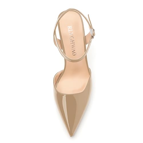 Women's Pumps, Pointed Toe High Heels, Ankle Strap Buckle Fashion Solid Patent Shoes for Women3