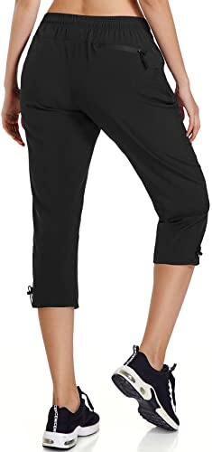 Ksmien Women's Lightweight Hiking Capri Pants Quick Dry Workout Cargo Capris Water Resistant Upf 50+ Zipped Pockets #TOP2