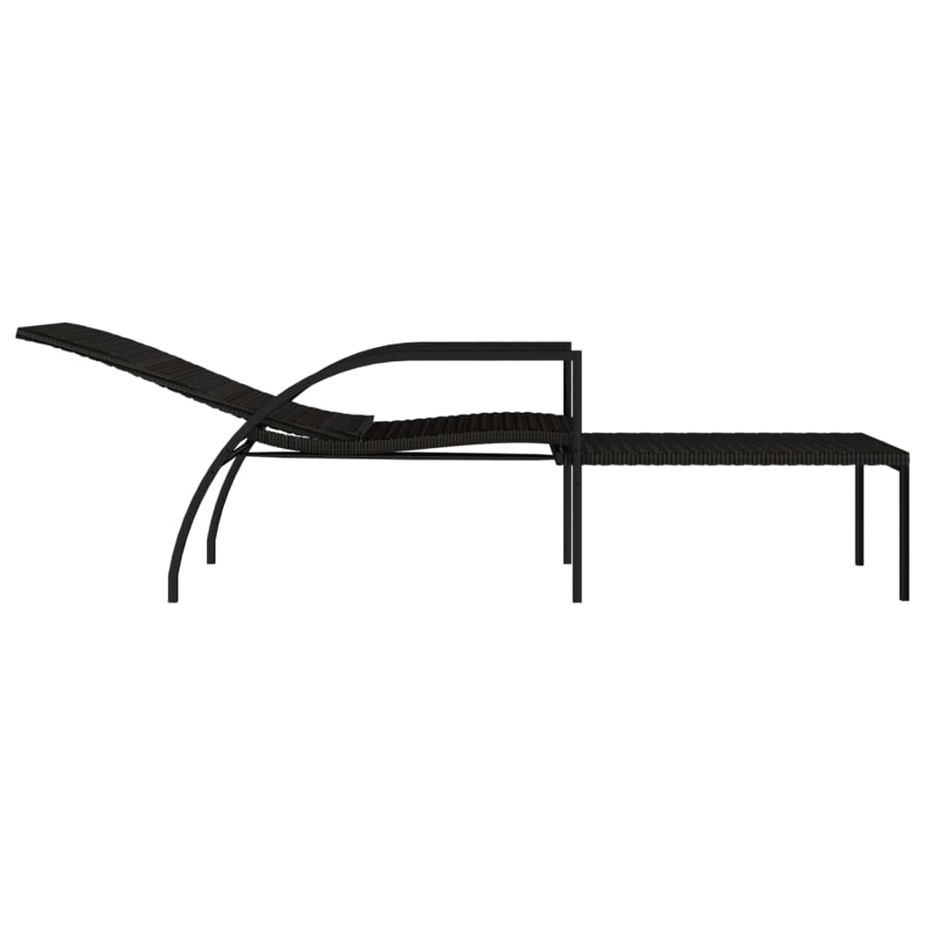 Sonnenliege Gartenliege Liegestuhl Relaxliege PE Rattan Braun mit Fußhocker, verstellbar, Stabiler Stahlrahmen, für Balkon, Terrasse, Pool, Outdoor, entspannen und Sonnenbad