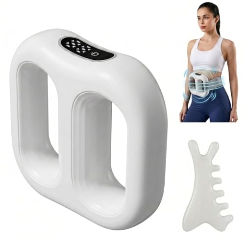 FUOOO Fascia Ring Massager for Full-Body Vibration & Lymphatic Drainage Hands-Free Cordless Electric Massager with Adjustable Strap 3 Modes & 5 Intensities for Belly Waist Back & Legs