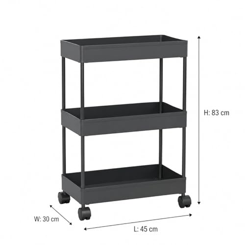 Image of wall love Plastic Storage Rack Trolley with Wheels for Kitchen, Bathroom & Bedroom - Multipurpose Organizer Shelf Rack for Fruits, Toiletries, Snacks and Household Storage (3 Layer)