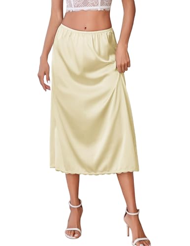 Image of Avidlove Women's Satin Half Slip 36 inch Lace Long Underskirt S-XXL