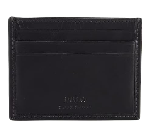 POLO RALPH LAUREN Mens Signature Pony Leather Slim Card ID Case (Black/Red)2