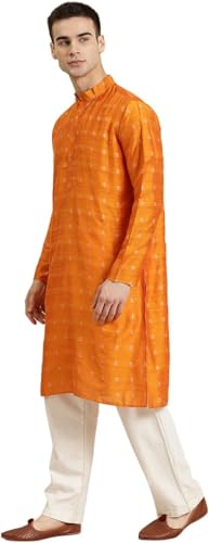 Men's Silk Blend Self Design Only Long Kurta2