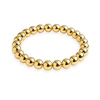 GD GOOD.designs Antistress Ring aus Edelstahl Perlen 3mm | Elastische Anxiety Rings in 18K Gold - Wasserfeste goldene Perlenringe Damen | Ringgröße 54-60