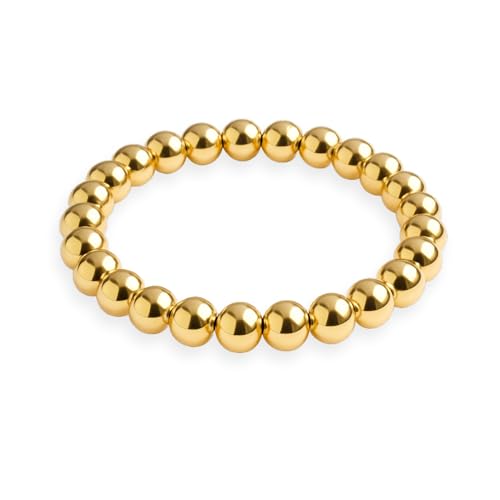 GD GOOD.designs EST. 2015 Anneau antistress en acier inoxydable perles 3 mm | Bagues élastiques anti-anxiété en or 18K – Bagues perles dorées étanches femme |...