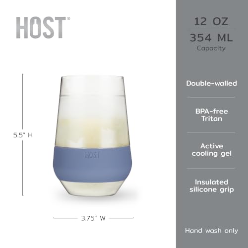 Image of HOST Freeze XL Cooling Cup in Double Walled Insulated Freezable Drink Chilling Tumbler with Freezing Gel, 12 Ounces - Slate Blue Set of 2