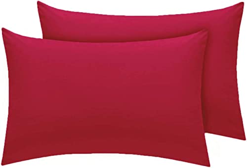 Night Zone Pillow Cases 200 Thread Count Egyptian Cotton Pillowcases 2 Pack Soft Cozy and Breathable Envelope Closure Cotton Pillow Cases 50x75 cm (House Wife Pillow Cases, Red)