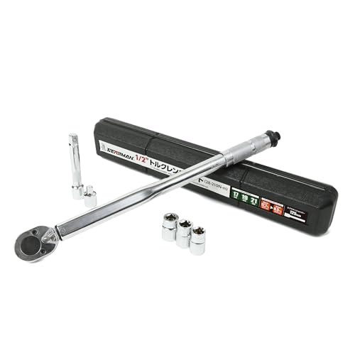 GEARMAN(ギアーマン)トルクレンチ トルクレンチセット タイヤ交換 28-210n-m 6点セット 収納ケース付 自動車 バイク ビット差込 17mm 19mm 21mm 1/2インチ ガレージツールセット ラチェットレンチ クイックリリースラチェッ