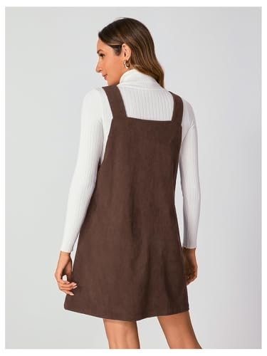 Image of Milumia Women V Neck Corduroy Overall Dress 2026 Spring Mini Pinafore Jumper Dress