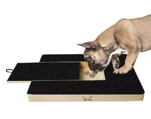 Dog Nail Scratch Board - with Treat Draw- Dog Scratch Pad for Nails – Durable Wooden Nail Filing Board with Treat Drawer