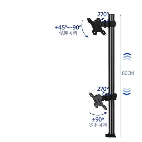 Support double écran à bras articulé avec base rotative sans perçage pour bureau