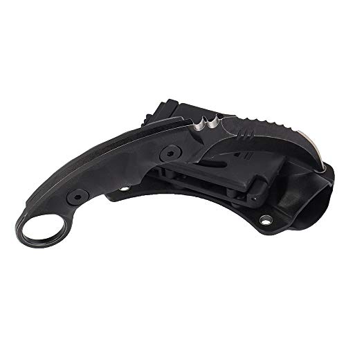 MASALONG Outdoor Survival claw Tactical teeth Knife Double edged sharp Fixed Blade Knife With Sheath (5CR Black Stone wash Black handle) - Thumbnail 3