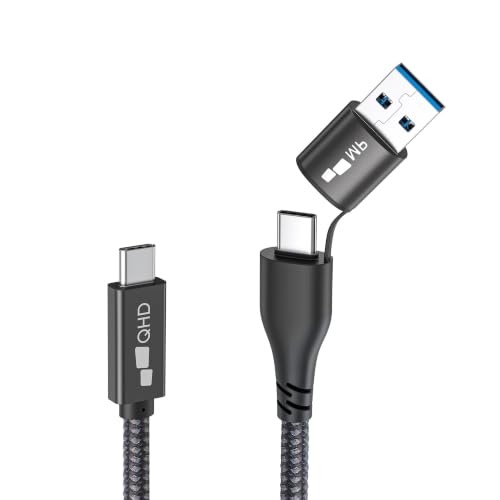 Image of MP Mobile Pixels 2-in-1 USB Cable, 3A /5.0 Gbps USB C to USB Type A /C Cable | USB Type C to USB Type A /C Cable with Right Angle Head for Mobile Pixels Laptop Screen Monitors (3ft, Black)