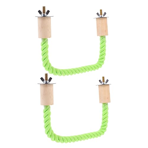 Hohopeti 2pcs Parrot Stand Poles Green Bird Cage Standing Sticks for Budgies Lovebirds Parakeets Fun Chewing Playing Accessories for