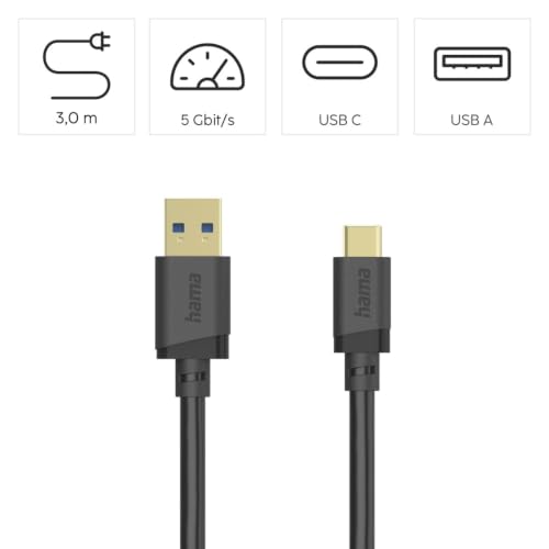 Hama Câble USB USB 3.2 Gen1 USB A mâle USB C® mâle 3 contacts dorés 00202007 - vue 3