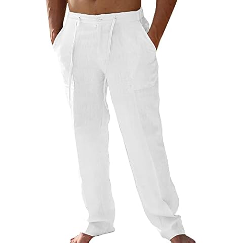 PASLTER Casual Linen Pants A-White Cover