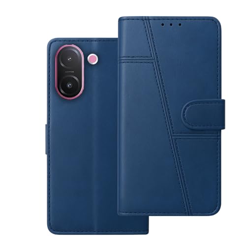 fonfox Mobile Flip Cover for Vivo V60E 5G | Premium PU Leather | Shockproof | Stand Feature | Card Slot | Magnetic Closure. (Blue)