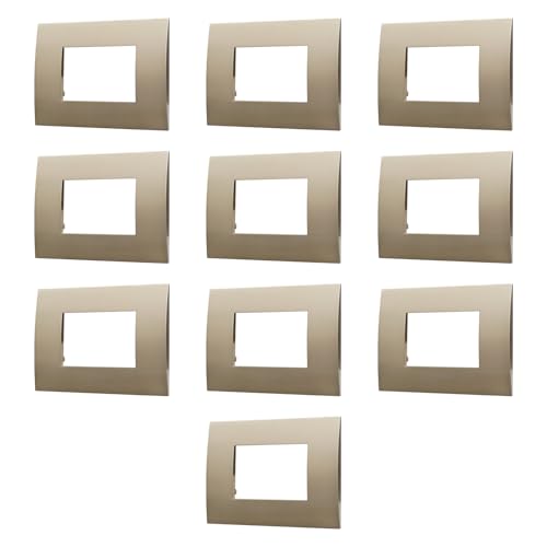 10 Placche, 3 moduli/posti, Compatibile Con Vimar Arke', bronzo, Placca rettangolari squadrate, Plastica di alta qualità, 100% compatibile con supporti e moduli originali